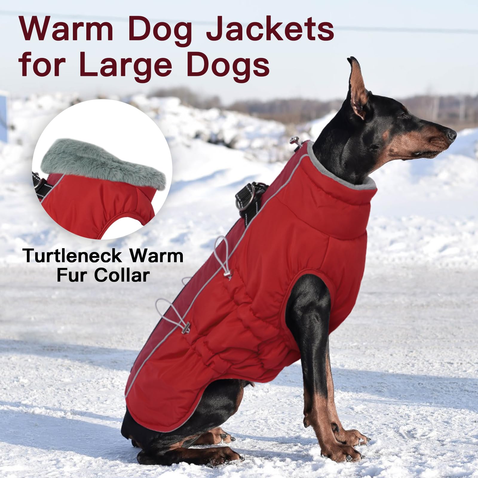 IKIPUKO dog winter jacket fleece-lined interior delivers warm comfort on cold days.