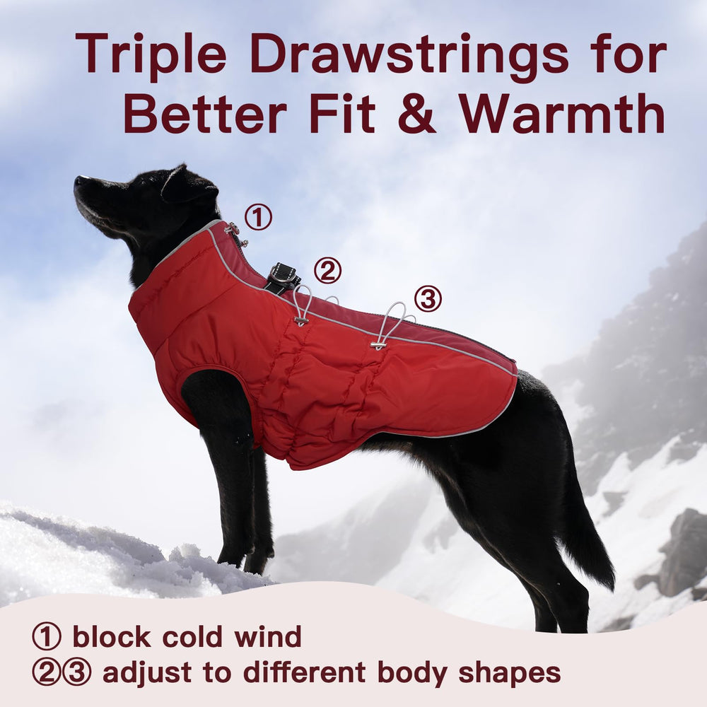 IKIPUKO dog winter jacket reflective stripes boost visibility during nighttime walks.