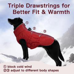 IKIPUKO dog winter jacket reflective stripes boost visibility during nighttime walks.