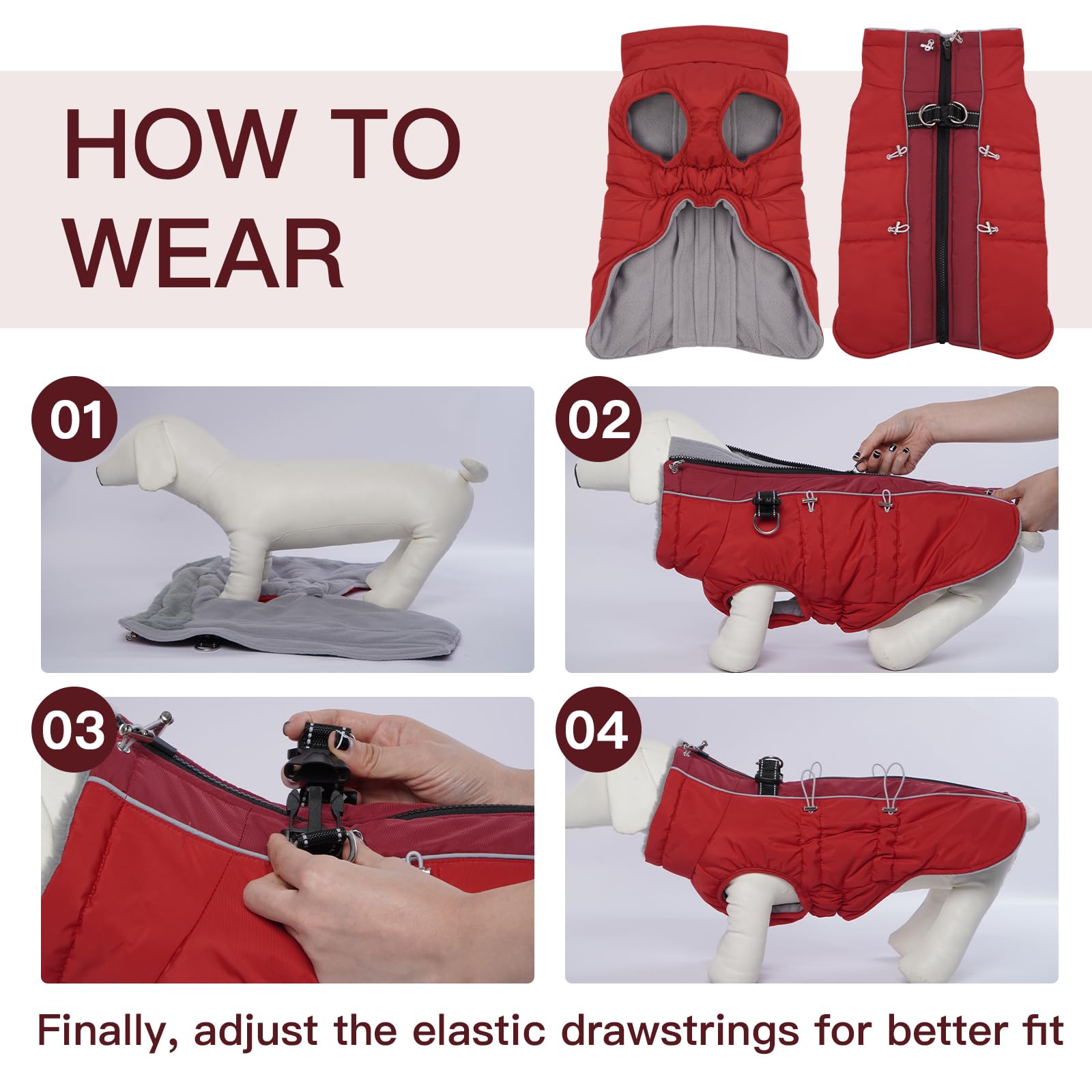 IKIPUKO dog winter jacket XXL fit suits large breeds like German Shepherds.