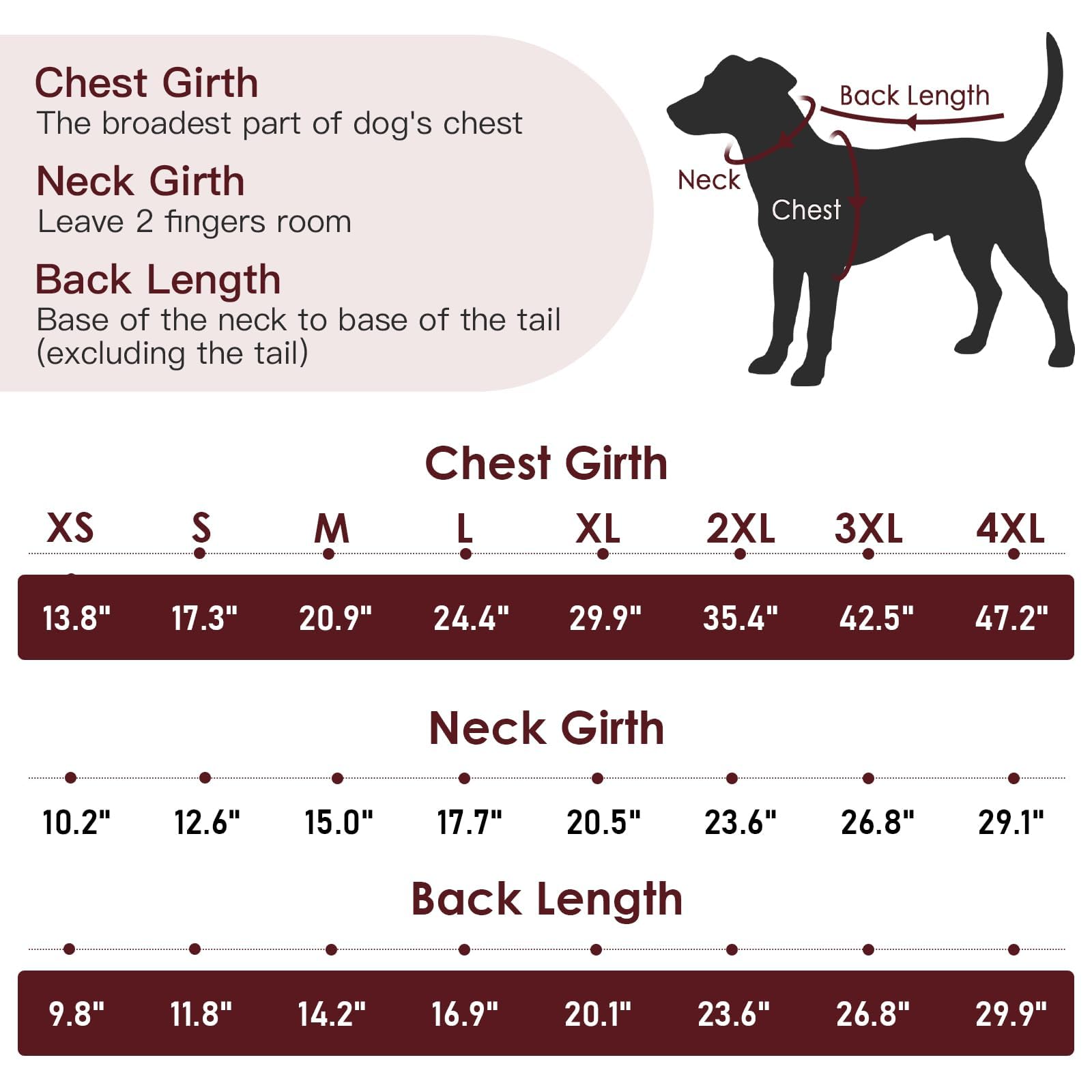 IKIPUKO large-dog fit with chest and back measurements supports versatile sizing