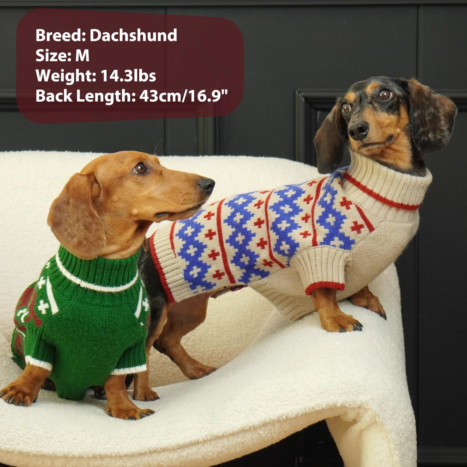 IKIPUKO Large Dog Sweater apricot fabric closeup reveals soft stretchy knit