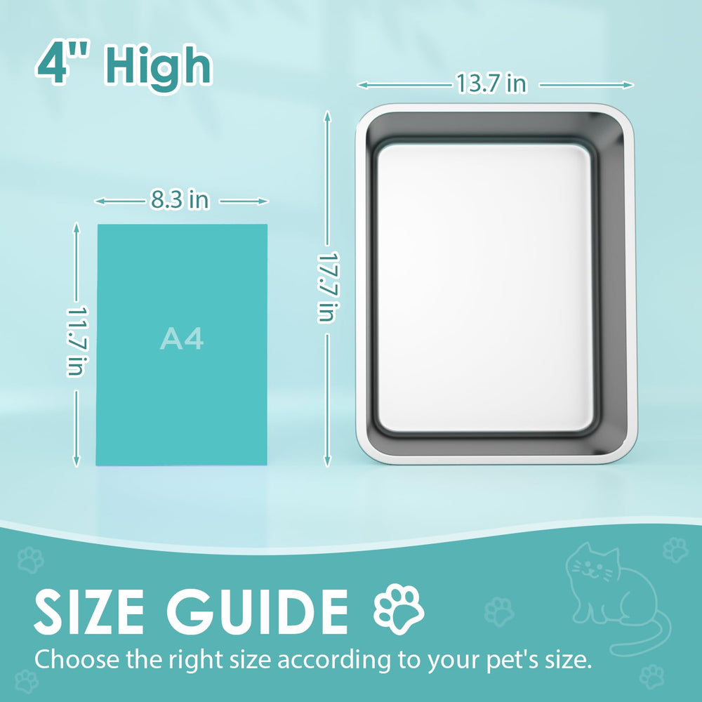 ikitchen stainless steel cat litter box low-entry view demonstrates kitten-friendly access