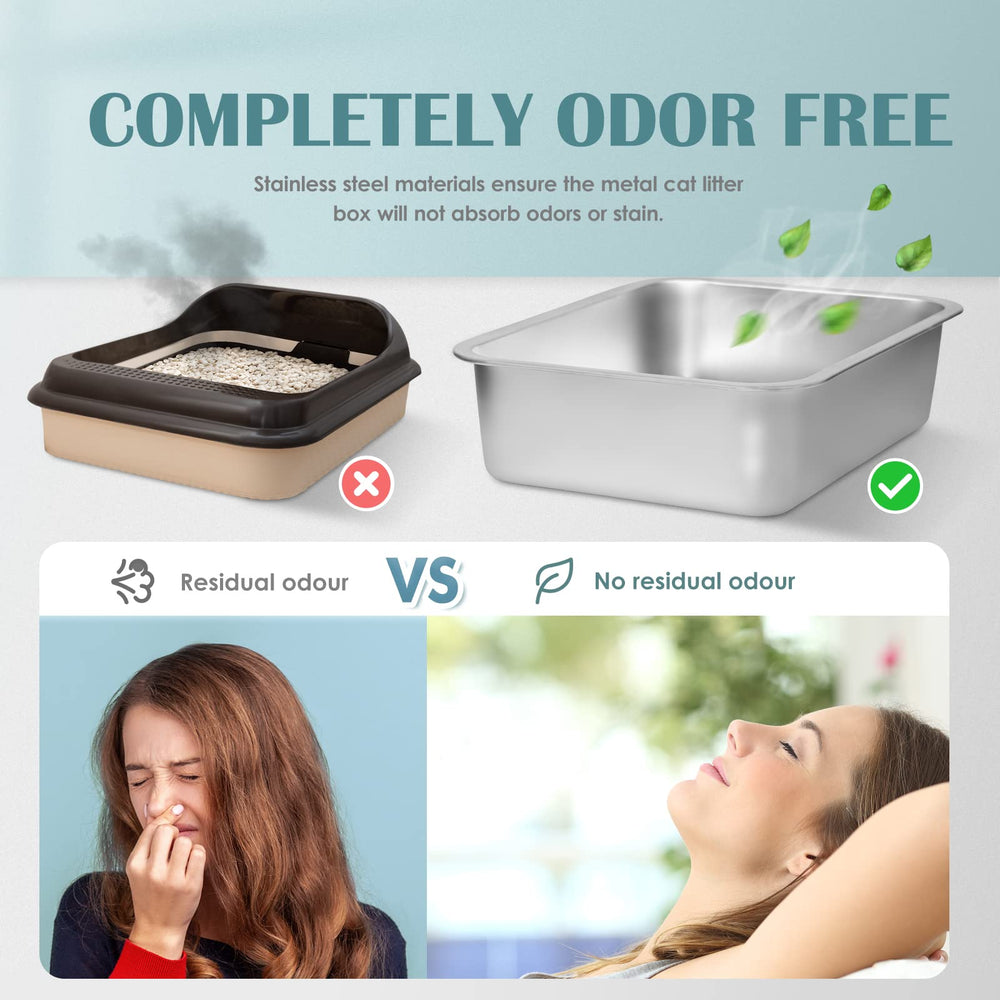 IKITCHEN stainless steel cat litter box rustproof durability for long-term use