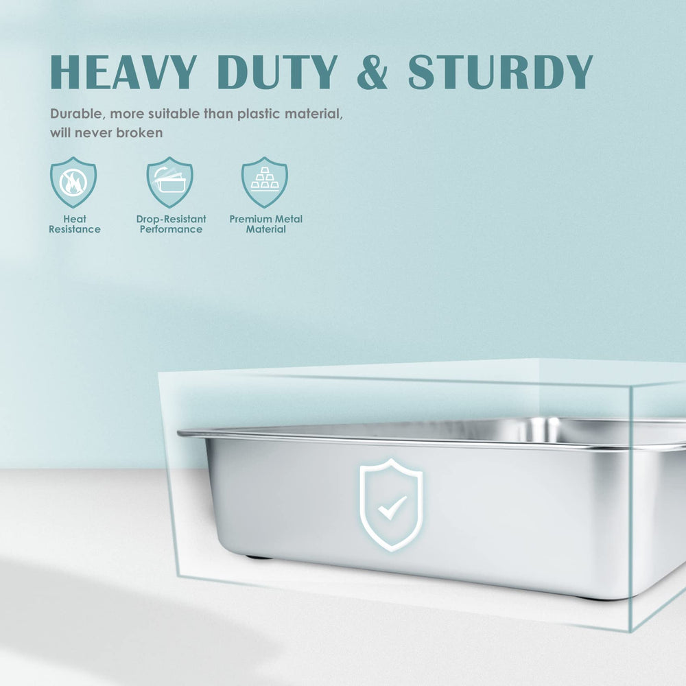 ikitchen stainless steel litter box safe edges show paw-friendly, rounded corners