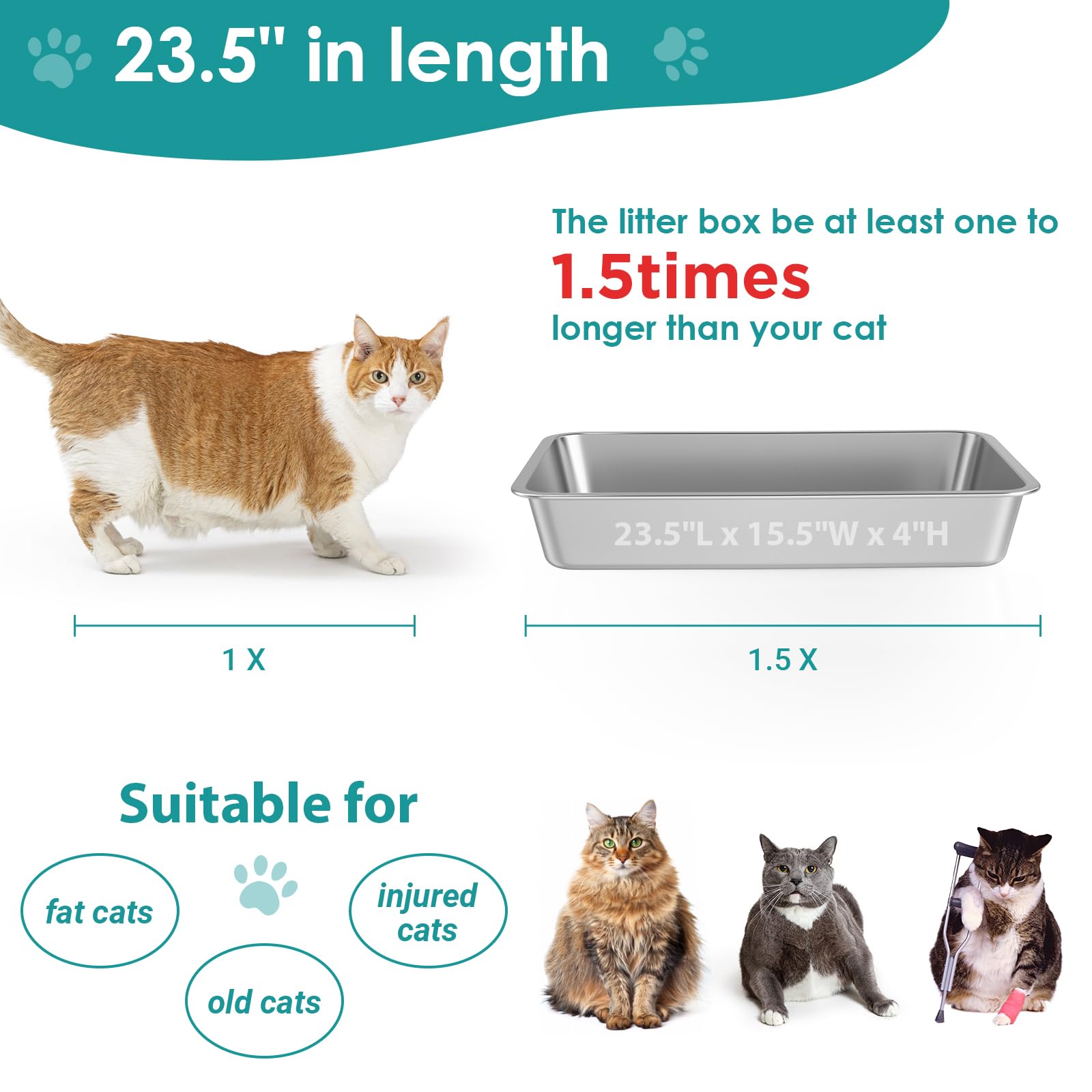 IKITCHEN stainless steel cat litter box smooth surface for easy cleaning