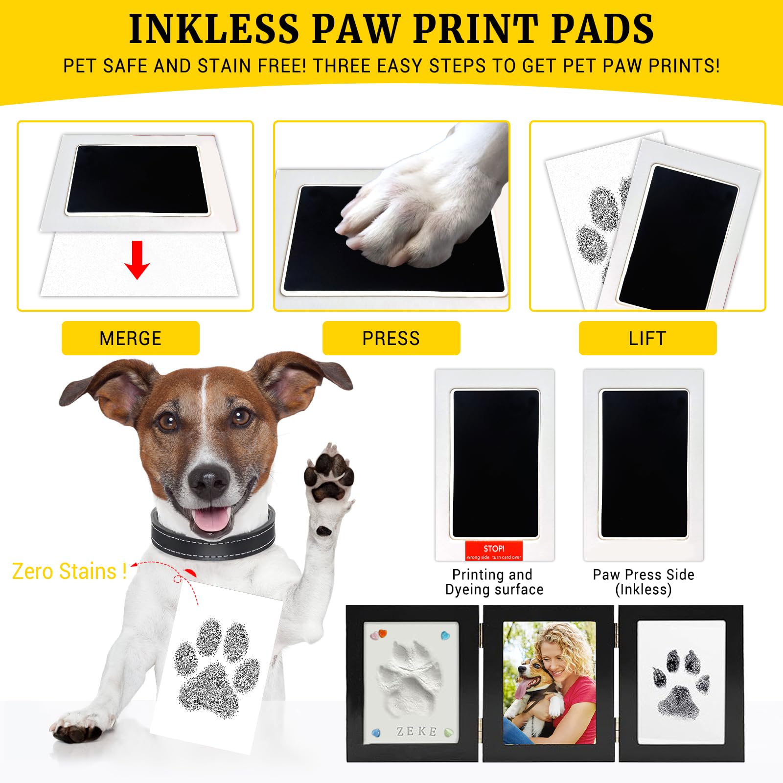 ikkab memorial frame display unifies photo and paw print keepsake