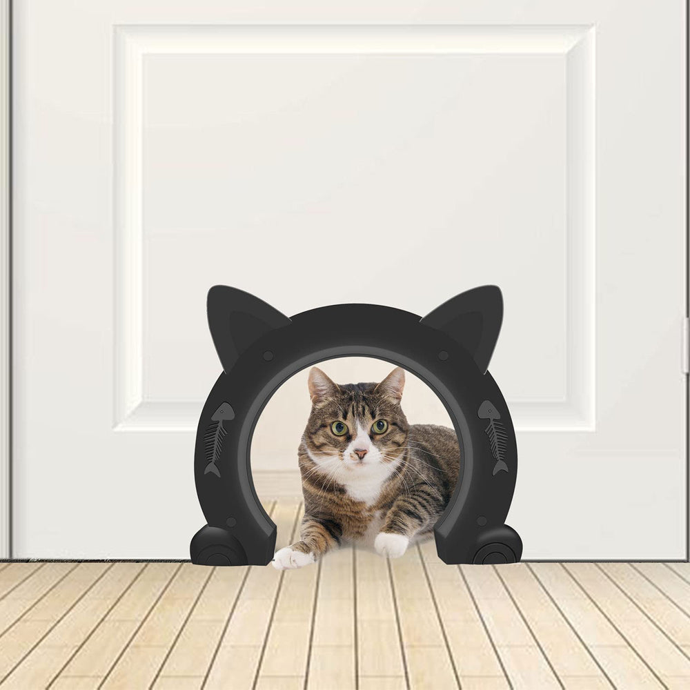 ikuso Cat Door laundry room setup offers convenient pet access.