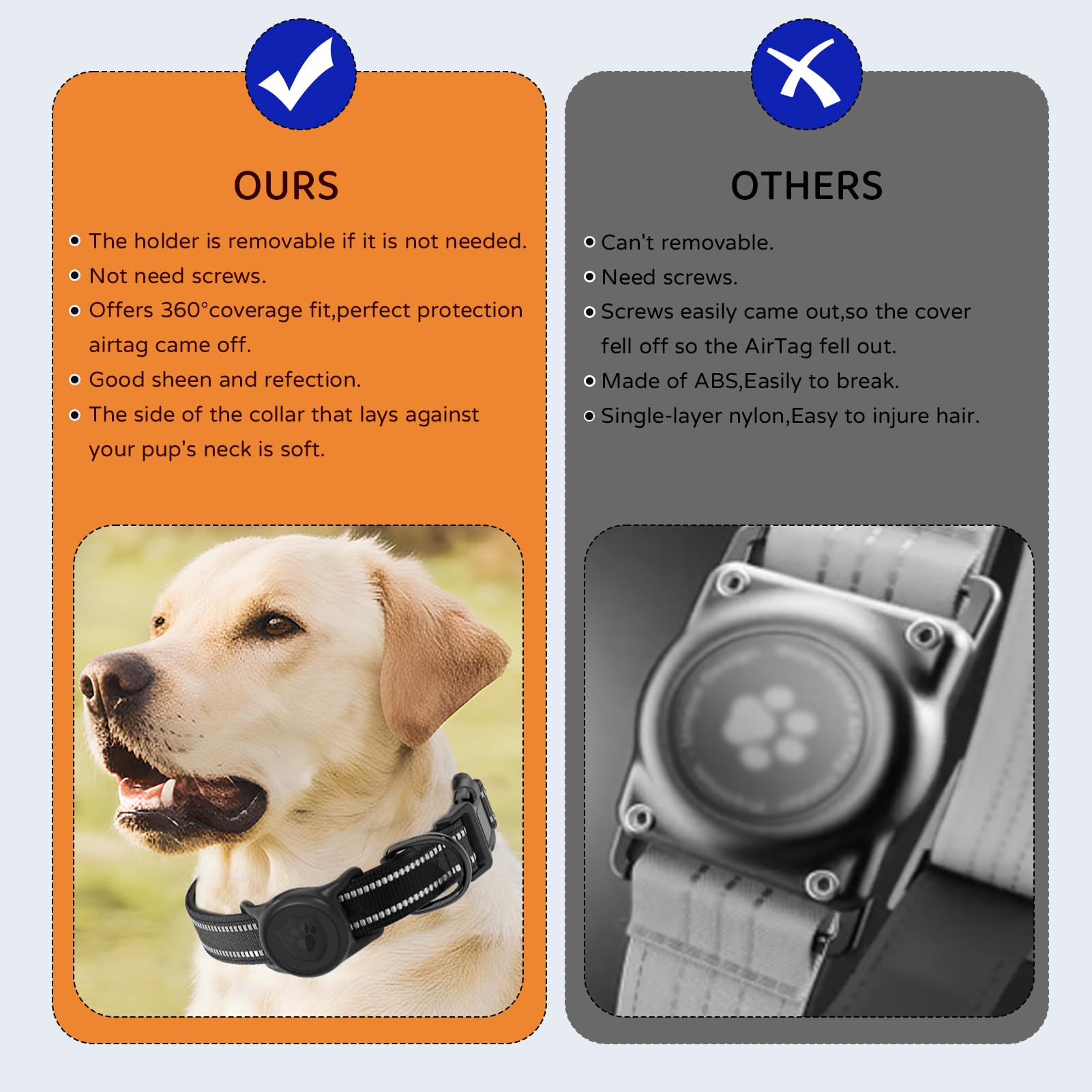 ILFINDYOU Airtag Dog Collar back-squeeze installation demonstrates easy AirTag setup
