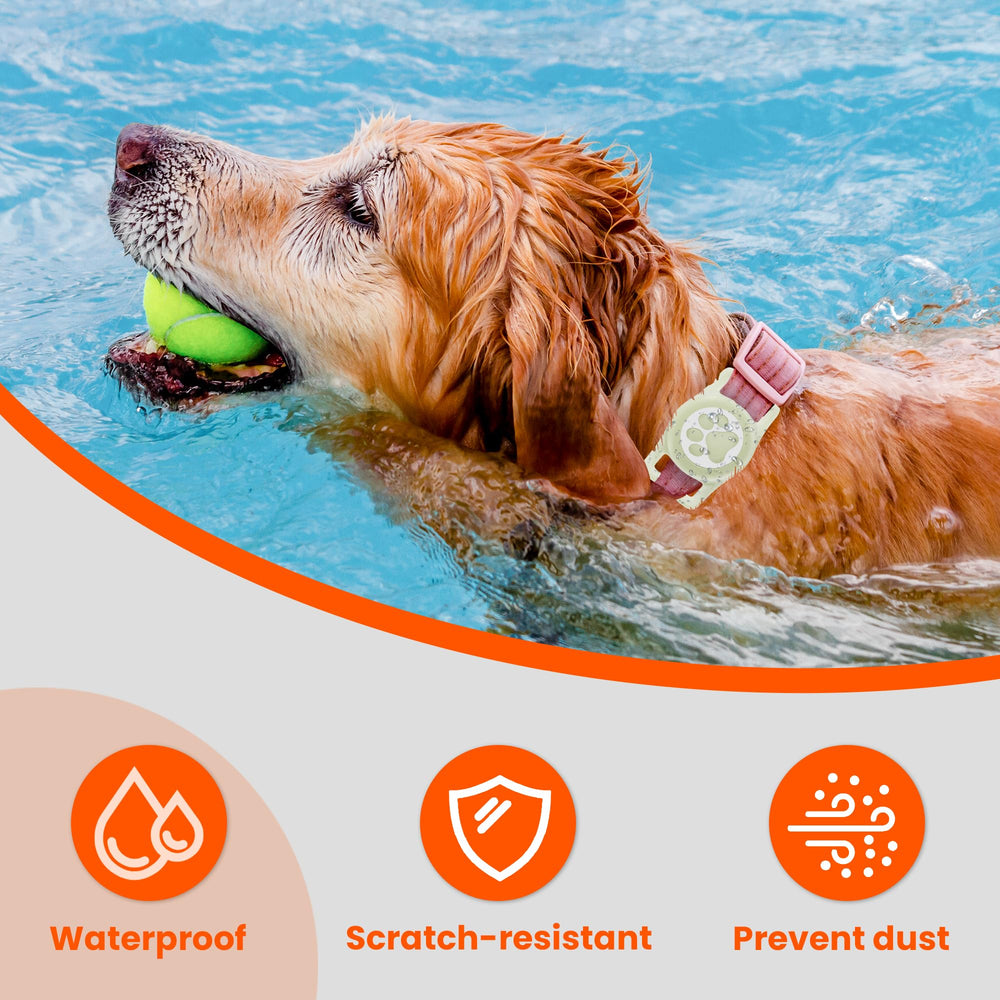 ILFINDYOU AirTag dog collar holder glow silicone for night visibility.