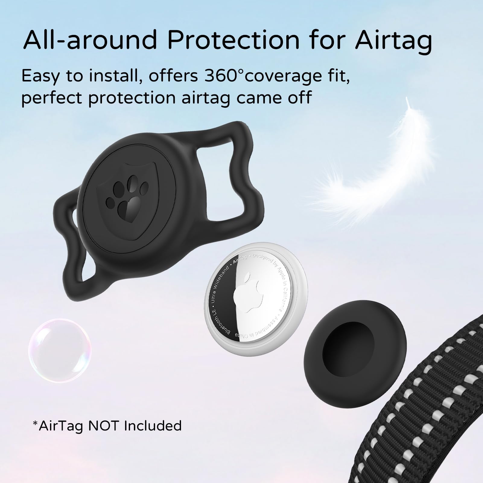 ILFINDYOU Airtag Dog Collar IP68 waterproof holder ready for rain and outdoors