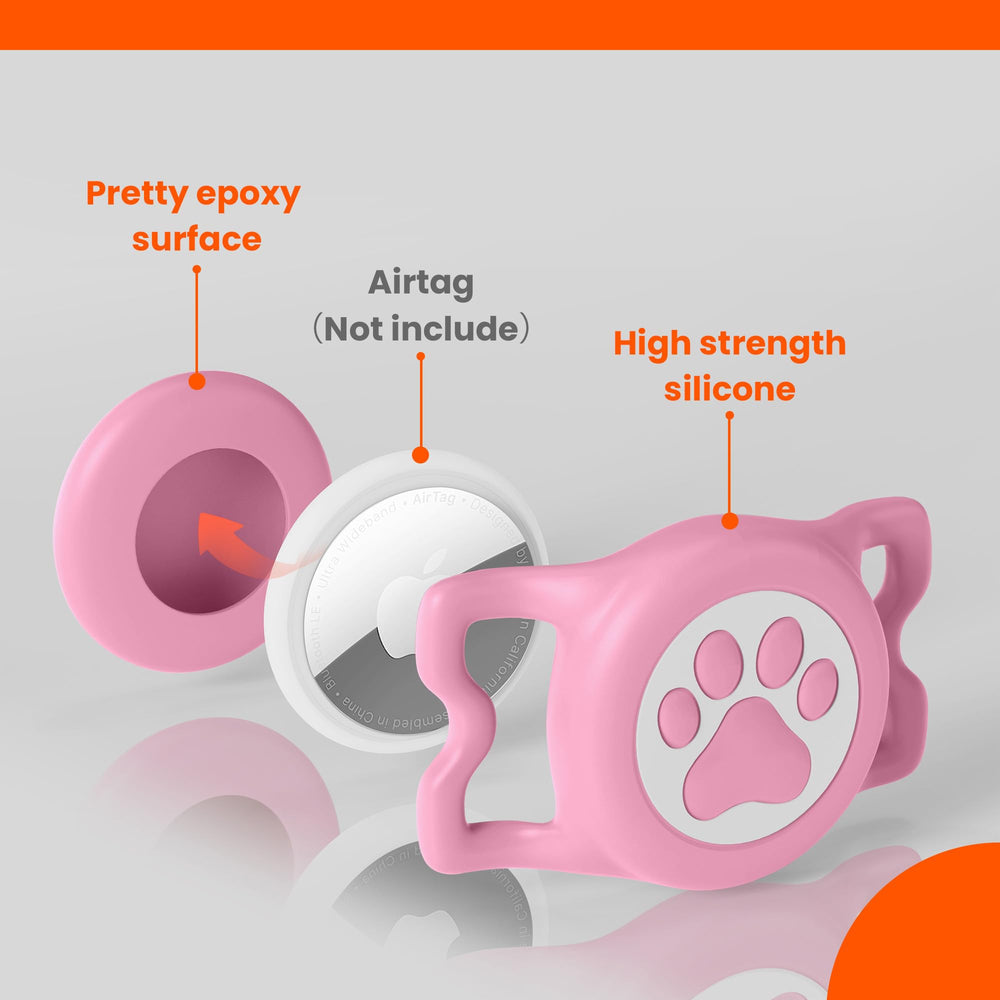 ilFindYou silicone AirTag holder pink angled view emphasizes 360-degree protection.