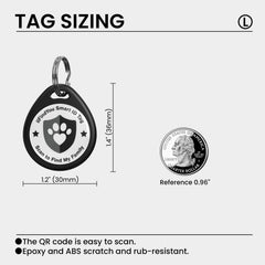 ILFINDYOU dog tag includes emergency information accessible via profile, aiding responders and caregivers.