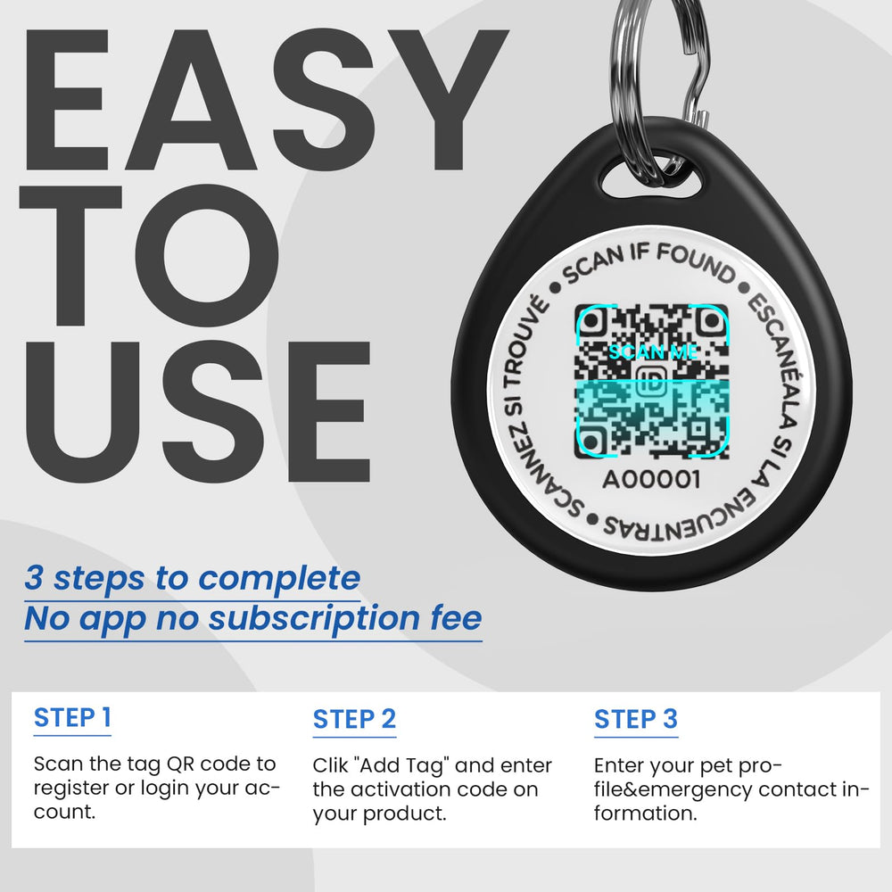ILFINDYOU dog tag requires no app or subscription, offering simple setup and ongoing peace of mind.