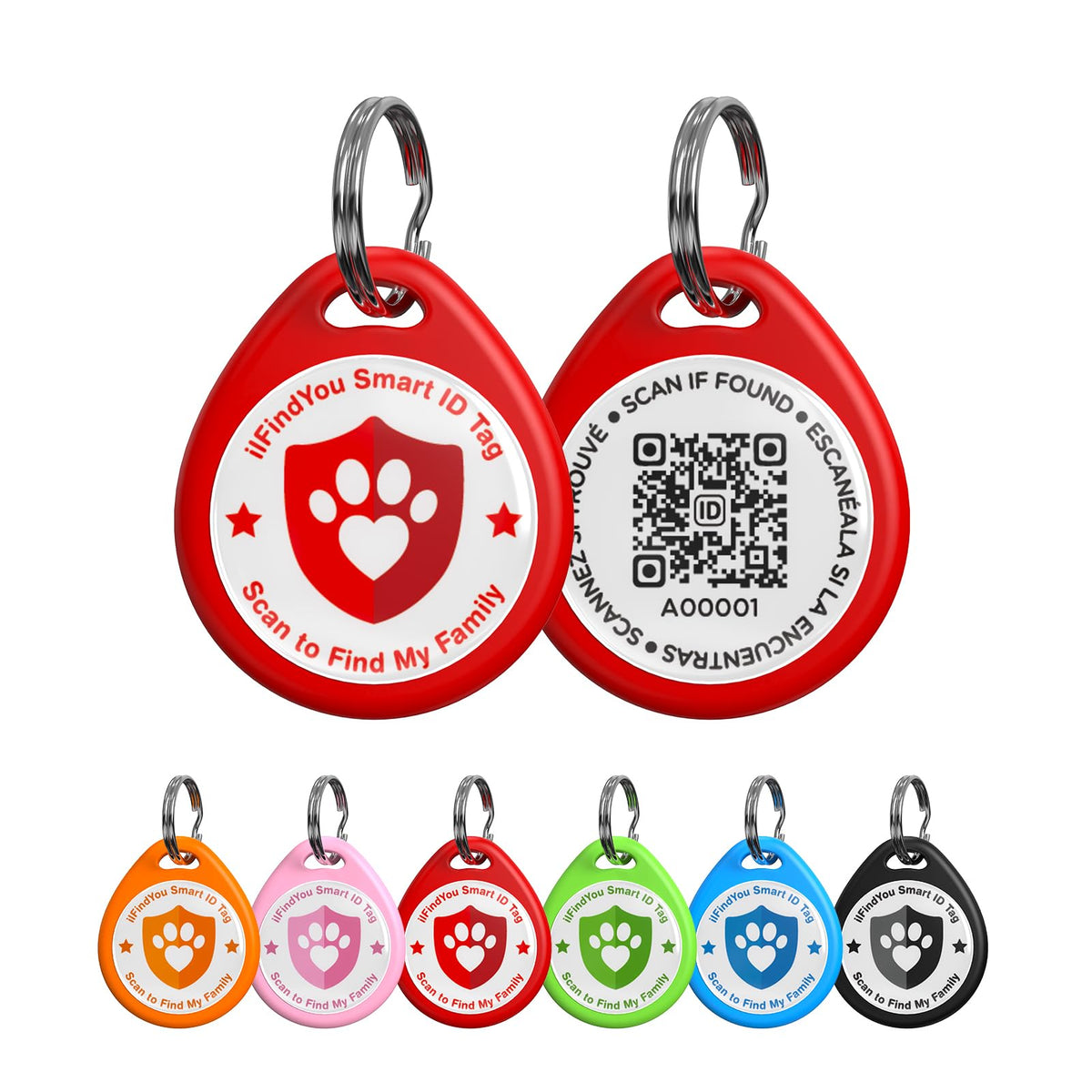 ilFindYou dog tag with QR code on collar for quick profile access
