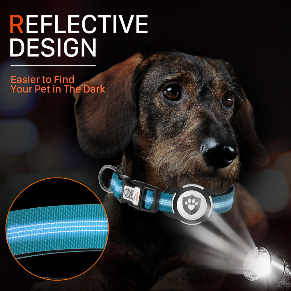 ILFINDYOU QR dog tag on collar with instant profile access