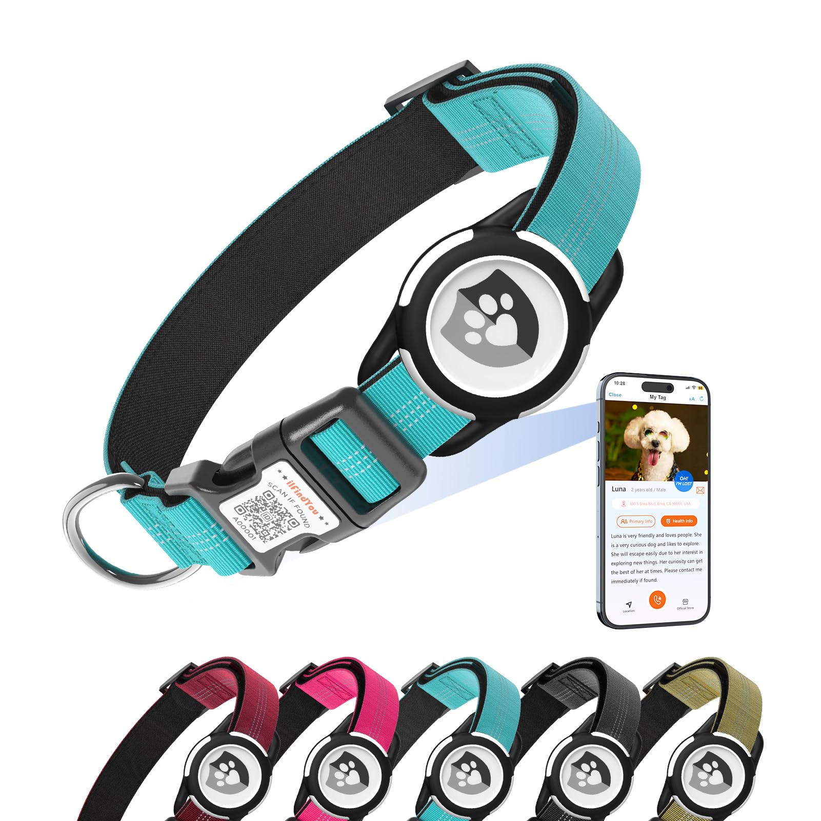 ILFINDYOU reflective dog collar buckle close-up for durable daily wear