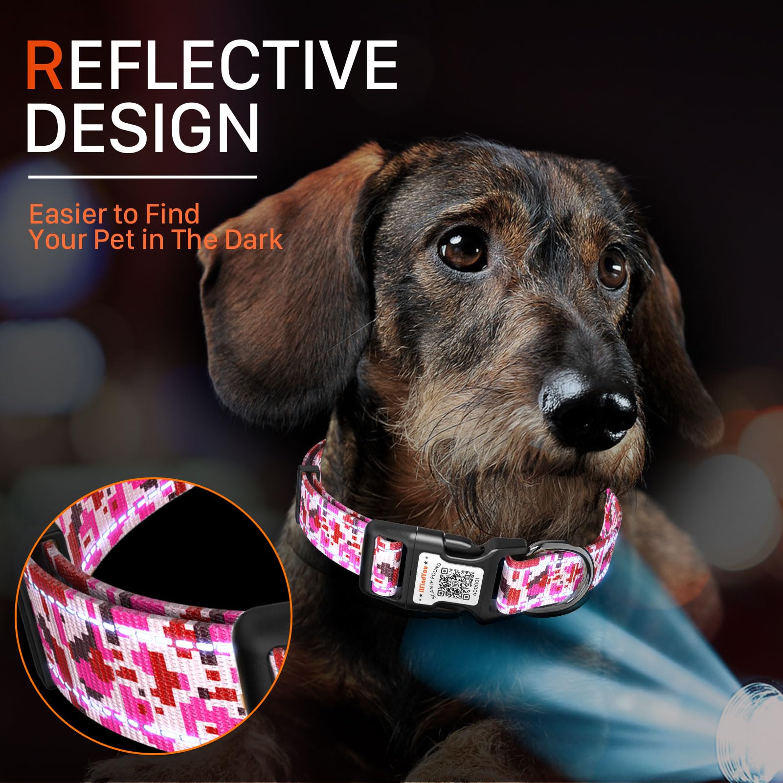 ILFINDYOU reflective dog collar nylon strap highlights breathable, sturdy material