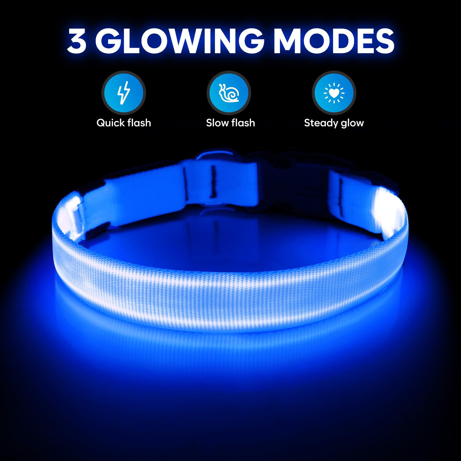 Illumifun LED dog collar USB recharge setup showing quick recharging.
