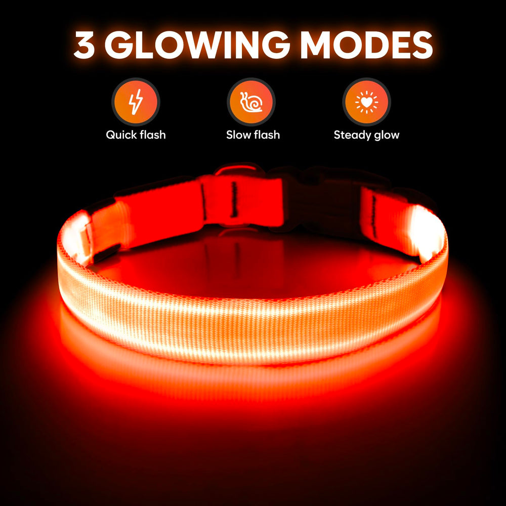 Illumifun USB rechargeable collar charges quickly for extended adventures.