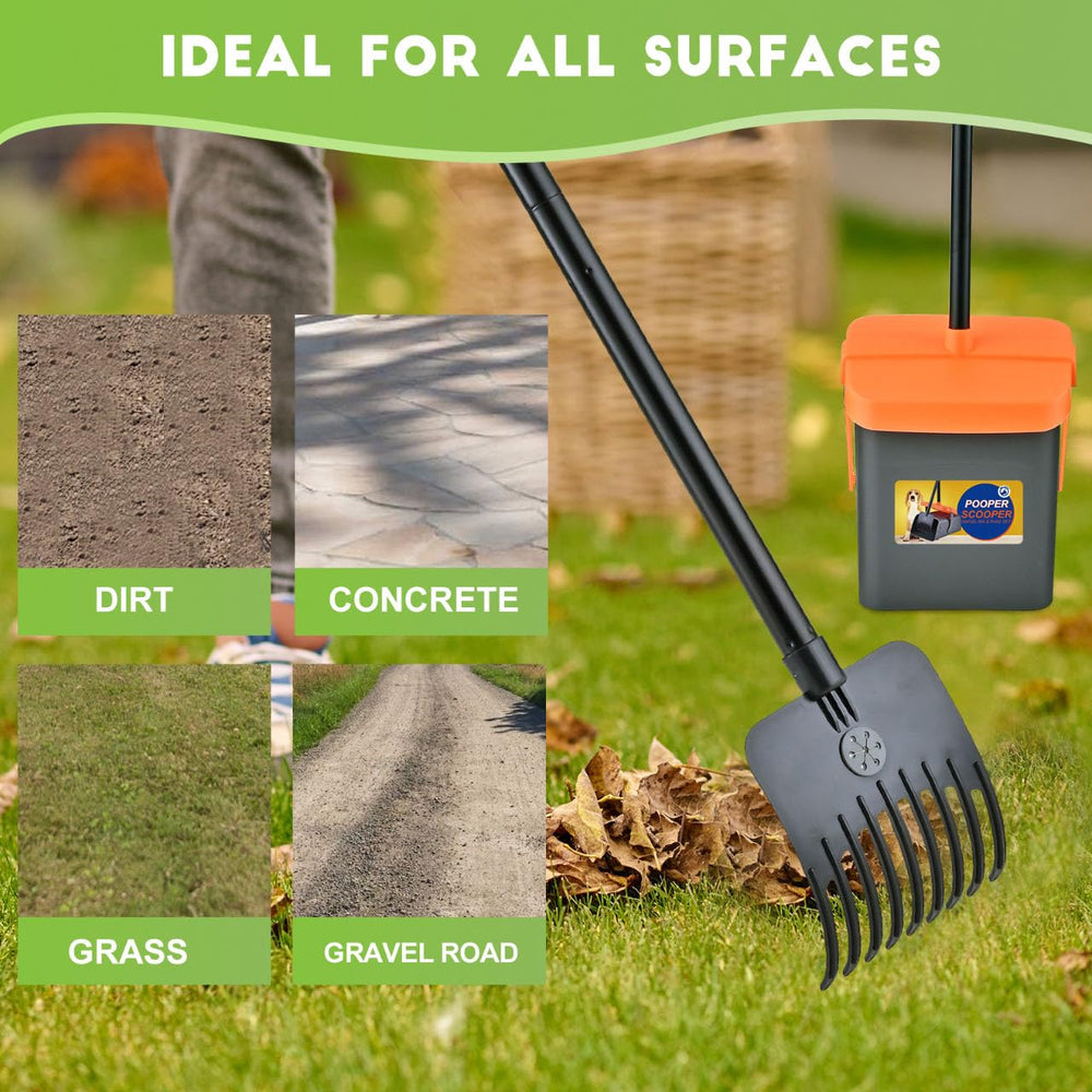 ilongood bag clips on scooper and rake help secure varying bag sizes.