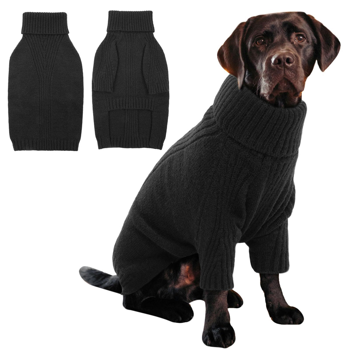 IECOii XL Dog Sweater,Winter Doggy Clothes for Large Dogs Girl Boy,Warm Pullover Soft Dog Sweater Turtleneck,Lightweight & Good Stretch for Active Dogs Like Beagle,Border Collie (Black,XLarge)
