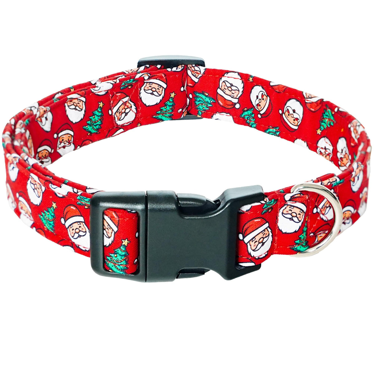 Tunkoo Christmas Dog Collar Santa Claus Cute Adjustable Plaid Collar for Boy and Girl Dogs, Dog Collar with Strong Plastic Buckle - for Small Medium Large Pets, S
