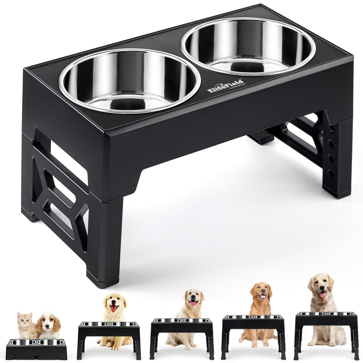 EliteField elevated dog bowls foldable stand for easy travel and storage