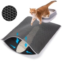 USHARP Cat Litter Mat 25x16 - 2-Layer Honeycomb L litter Trap, Waterproof & Non-Slip