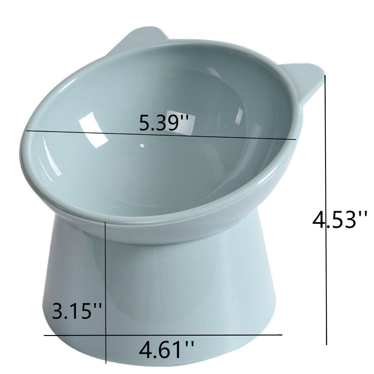 QPOIBSD Tilted Raised Posture for Cat Food Bowl Neck for Protection Anti Vomiting 45 Degree Elevated Slanted Stand Bowls for Cat Tilted Bowl Diameter Approx.13.7cm/5.39in (Baby Blue)