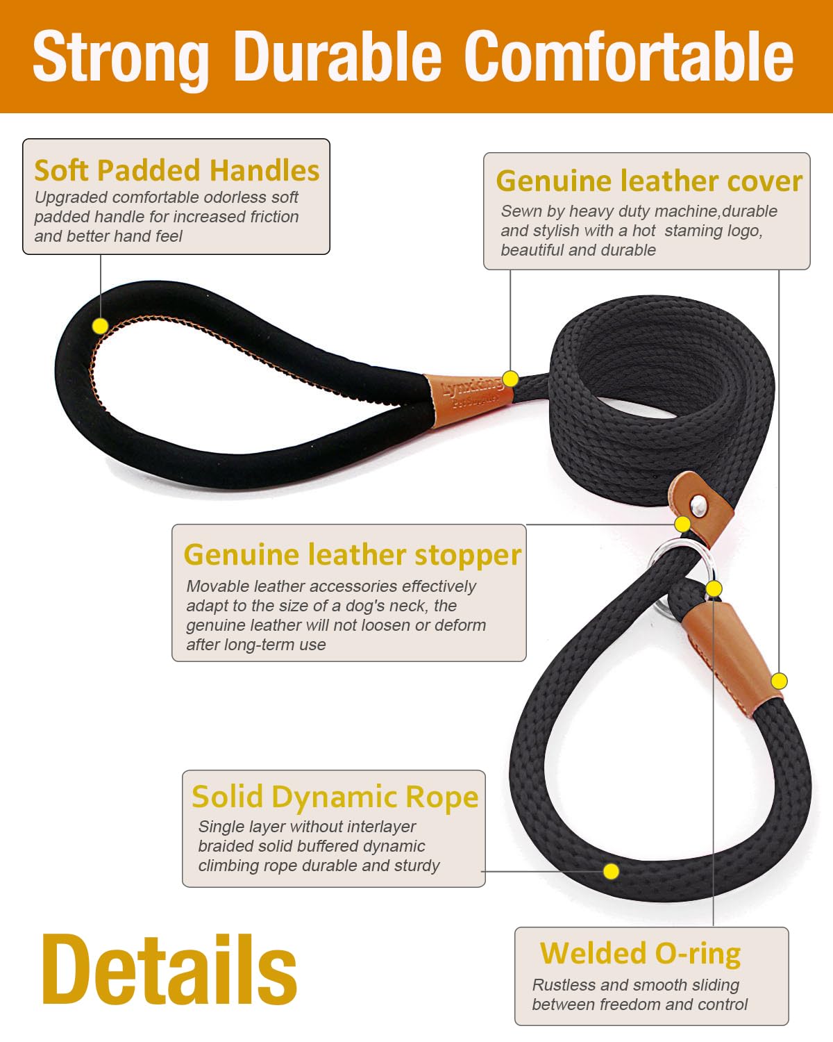 Lynxking Slip Lead Dog Leash – 6 ft x 1/2