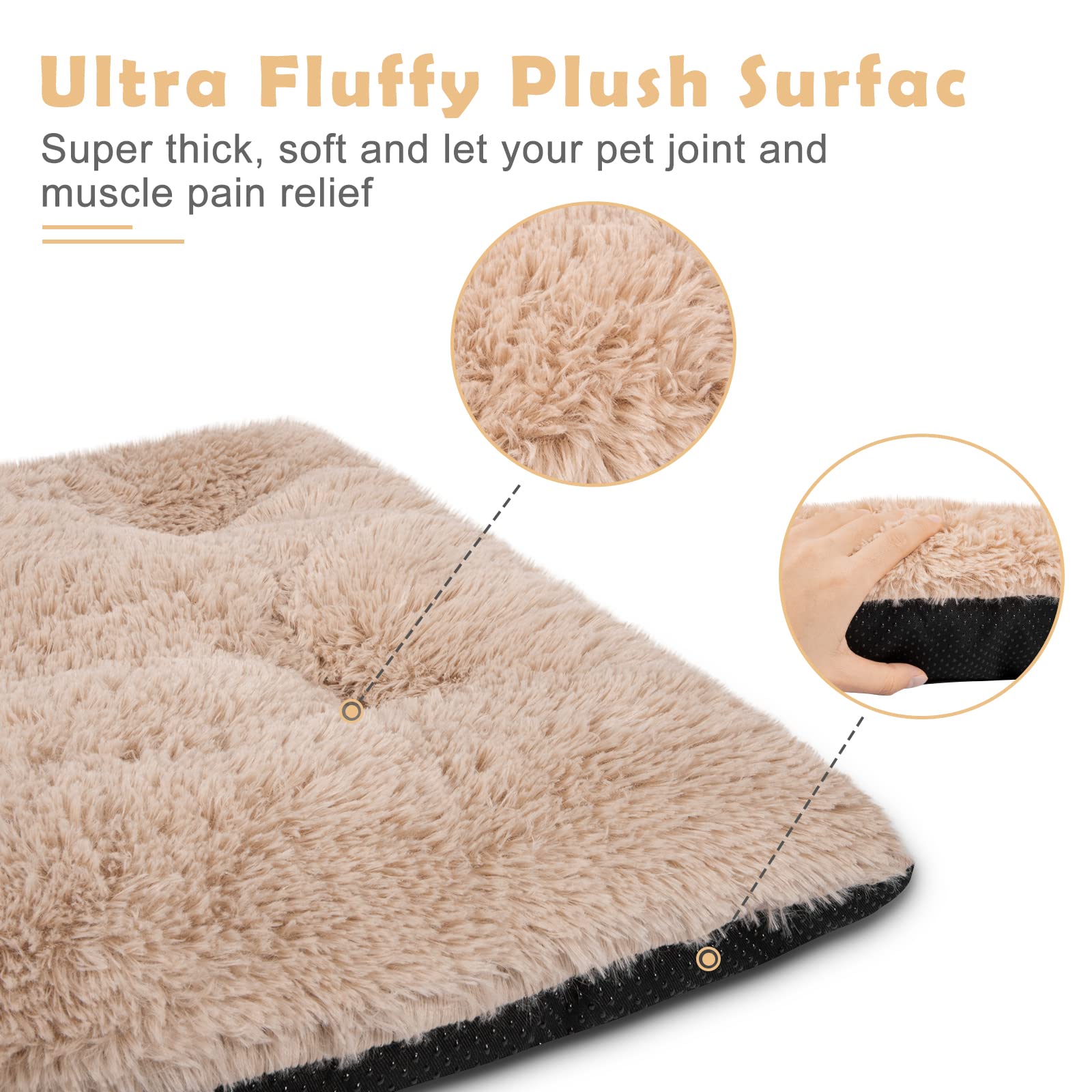 JOEJOY Large Dog Bed Crate Pad – Plush Washable 40 x 27