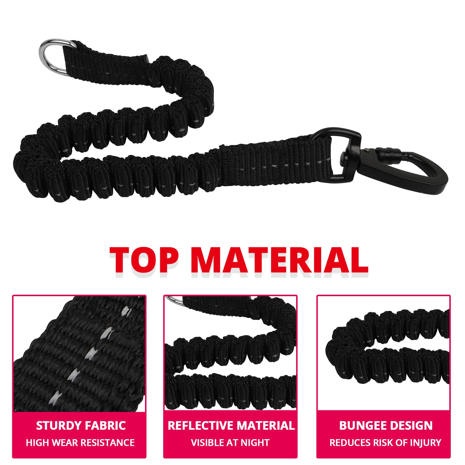 Long Dog Leash 15 FT: Heavy Duty Rope Leashes for Dogs Training with Swivel Lockable Hook Reflective Threads Bungee and Padded Handle - Dog Lead for Large Small Medium Dogs Outside Walking Hiking Pink