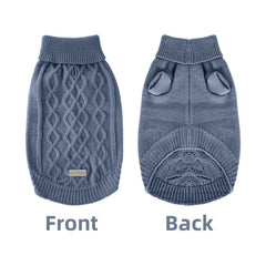 MengMengDa Small Dog Warm Winter Sweater Pet Clothes Knitwear for Small to Medium Breeds Dog Outfits (Dark Blue S)