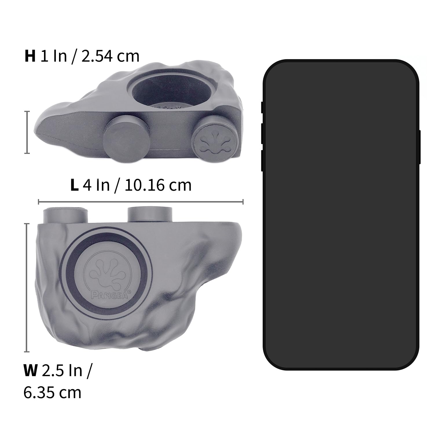 Pangea Silicone Gecko Feeding Ledge - Magnetic Mini Food Dish for Reptile Tank - 4.125" x 2.625" x 1.18" - Fits 0.5oz Cups (Gray)