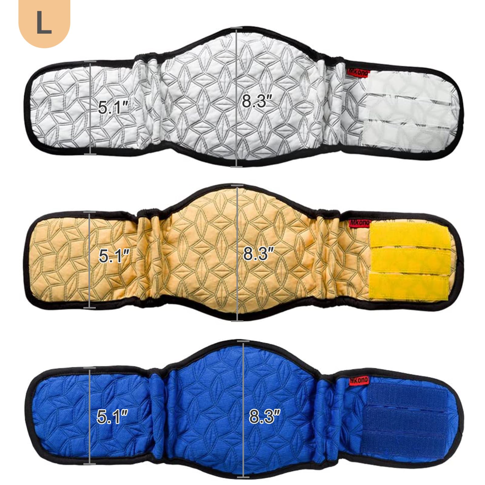 Mkono Male Dog Belly Band Wraps – Washable Diapers for Small/Medium Dogs (3 Pack, 15.4–19.7 in)