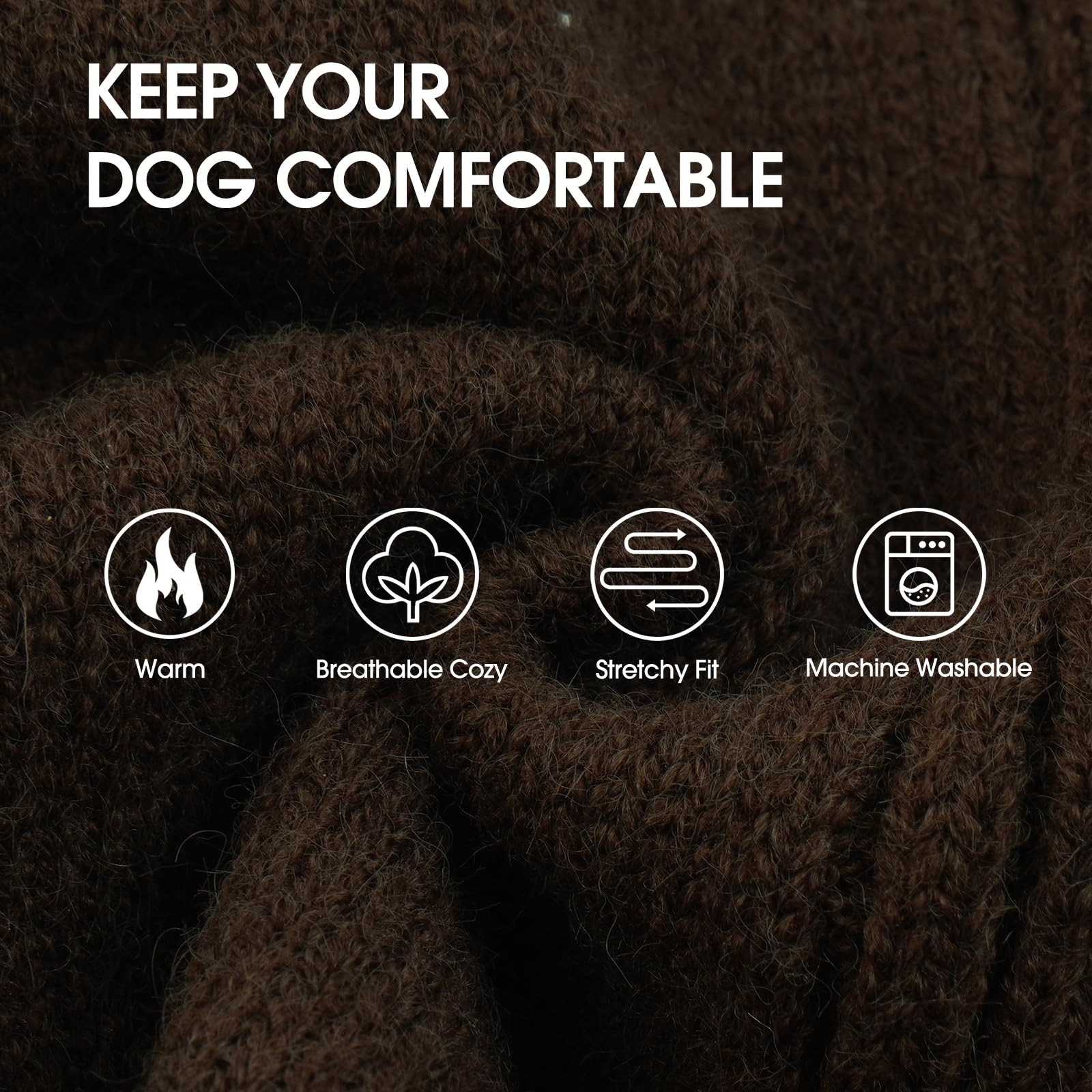 IECOii XL Dog Sweater,Winter Doggy Clothes for Large Dogs Girl Boy,Warm Pullover Soft Dog Sweater Turtleneck,Lightweight & Good Stretch for Active Dogs Like Beagle,Border Collie (Brown,XLarge)