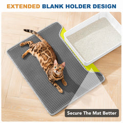BomDa Cat Litter Mat, Large Kitty Litter Box Trapping Mat, 23x17'' Honeycomb Double Layer Urine & Waterproof, Washable Easy Clean, Litter Mats for Floor Less Waste, Anti-Slip
