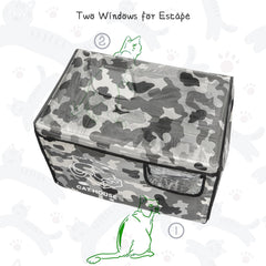 Indestructible Cat House Outdoor with Two-Sided Escape Door, Insulated and 100% Waterproof, Outside Weatherproof Feral Cat Shelter for Winter, Oxford Cloth Upgraded(Camouflage, s)