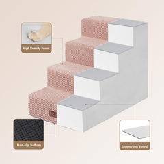 EHEYCIGA Dog Stairs for Bed 18" H, 4-Step Dog Steps for High Bed, Pet Steps for Small Dogs and Cats, Non-Slip Balanced Pet Ramp Indoor, Pink