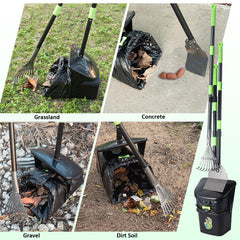 CHUICHUIHU Dog Pooper Scooper, Long Handle Adjustable Metal Swivel Bin & Rake & Spade Kit with 20 Waste Bags, Portable Heavy Duty Dog Poop Scooper for Gravel Lawn, Suit for Small Medium Large Dog