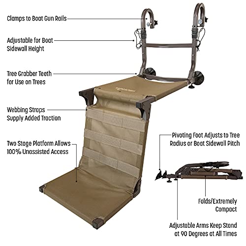 Momarsh Ramp Stand | Foldable Dog Ladder Platform for Waterfowl Hunting Training | Adjustable Pet Trainer Stand | Duck Retriever Instruction Blind | Portable Dura-Mesh Timber or Boat System