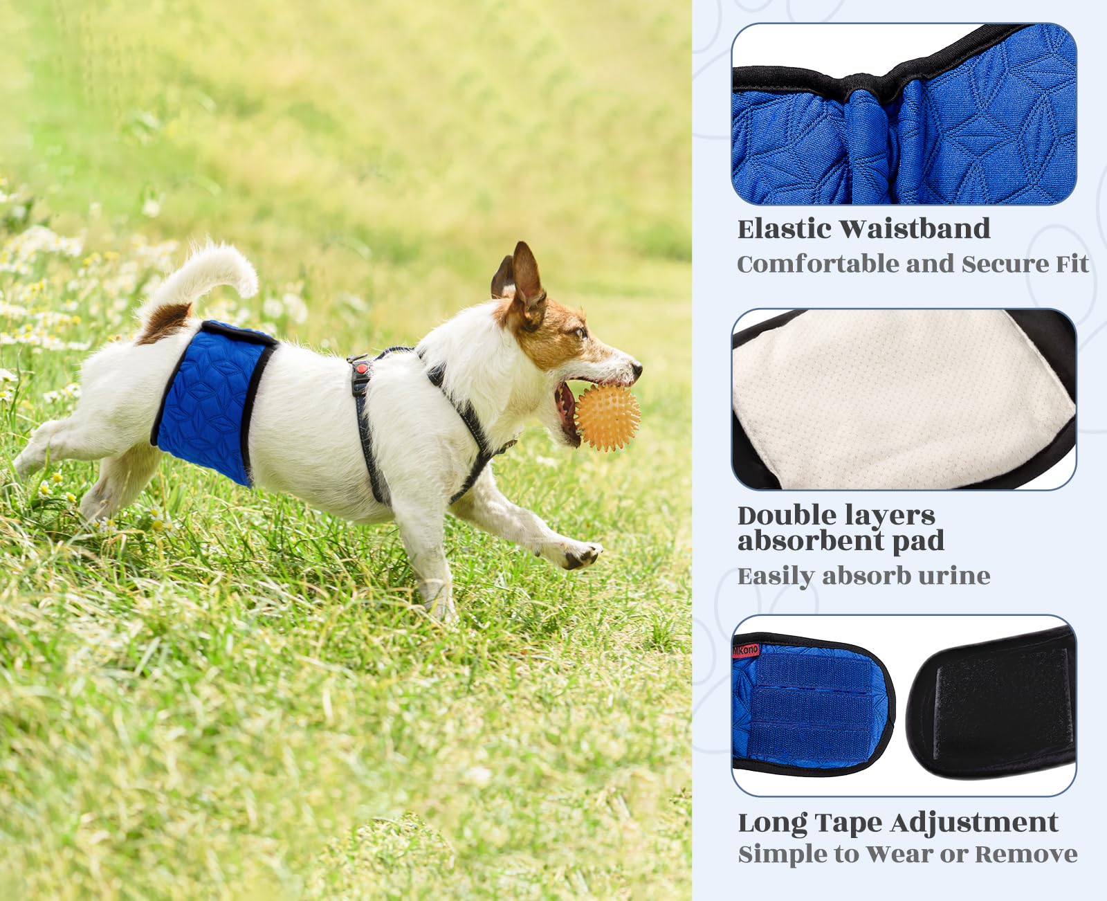 Mkono Male Dog Belly Band Wraps – Washable Diapers for Small/Medium Dogs (3 Pack, 15.4–19.7 in)