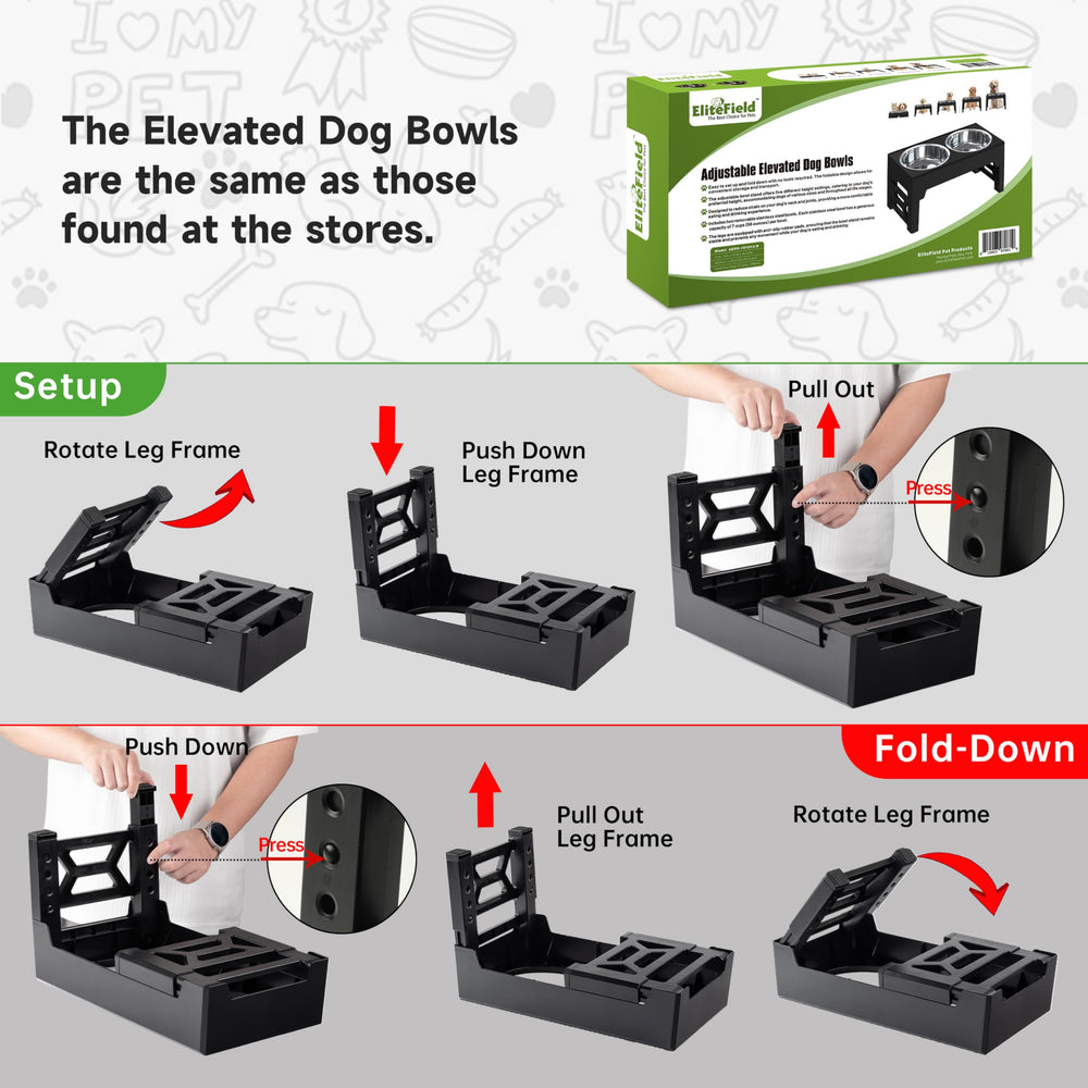 EliteField elevated dog bowls with recessed top prevent water spills during drinking
