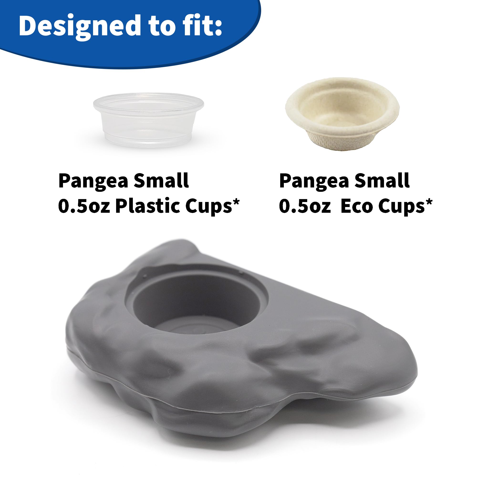 Pangea Silicone Gecko Feeding Ledge - Magnetic Mini Food Dish for Reptile Tank - 4.125" x 2.625" x 1.18" - Fits 0.5oz Cups (Gray)