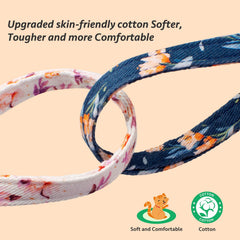 FYEQYAOU 2-Pack Cotton Breakaway Cat Collar – White & Blue Floral with Bell