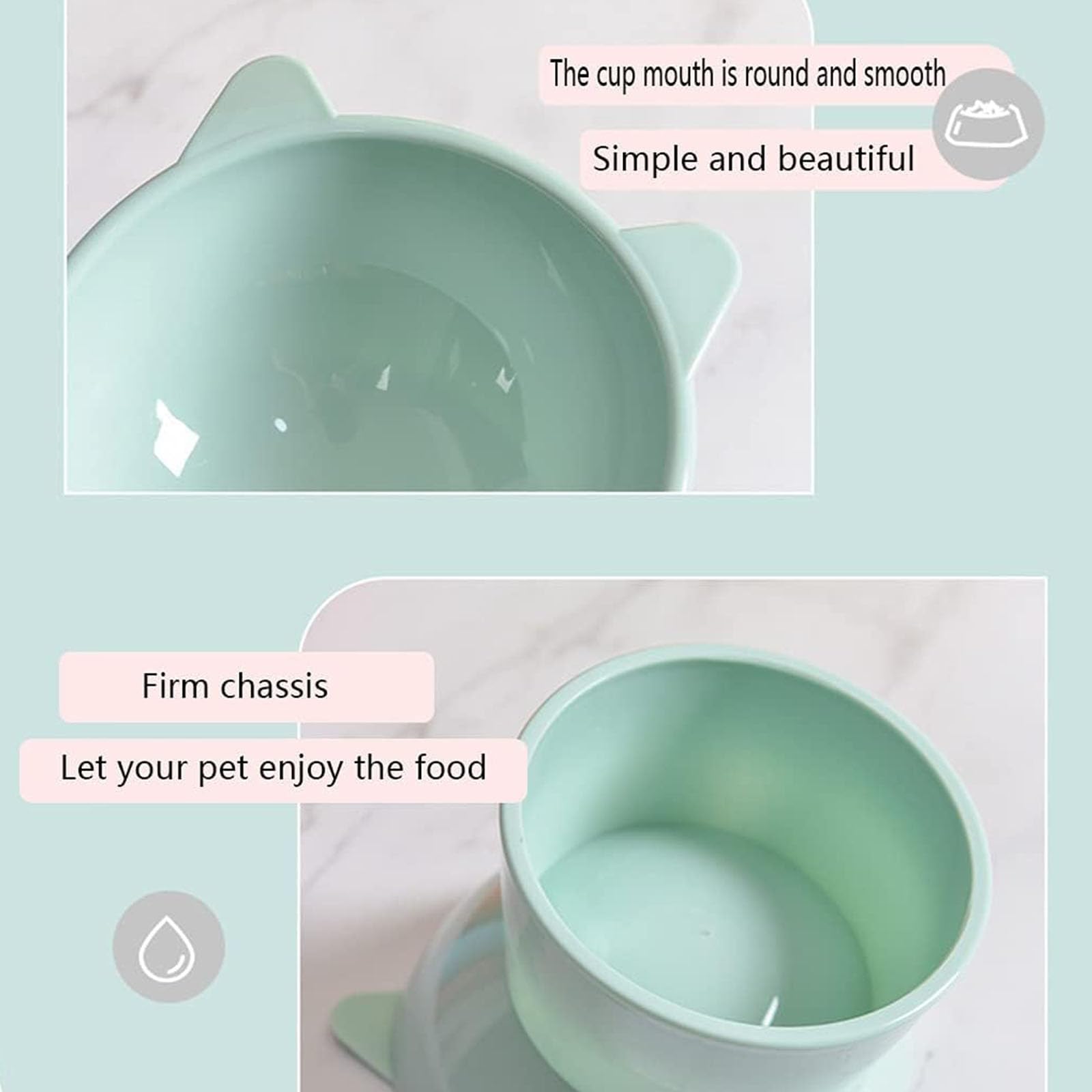 QPOIBSD Tilted Raised Posture for Cat Food Bowl Neck for Protection Anti Vomiting 45 Degree Elevated Slanted Stand Bowls for Cat Tilted Bowl Diameter Approx.13.7cm/5.39in (Baby Blue)