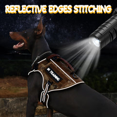 Service Dog Vest - HEYCAHVA Tactical Dog Harness Full Metal Buckles Dog Vest for Large Medium Dog Reflective No Pull Dog Harness with Leather Handle, Hook & Loop for Hiking Training (Desert Camo, XL)