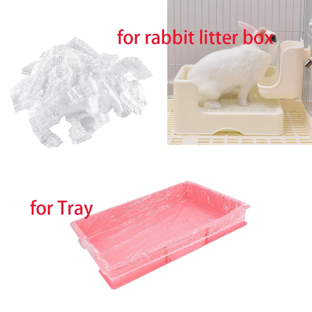50 Pcs Disposable Rabbit Cage Liner Plastic Toilet Film Leak-Proof for Small Animals Bunny Guinea Pig Bird Cage Liners Litter Box Crate Tray Drawer Quick Cleanup Essentials Indoor (Medium)