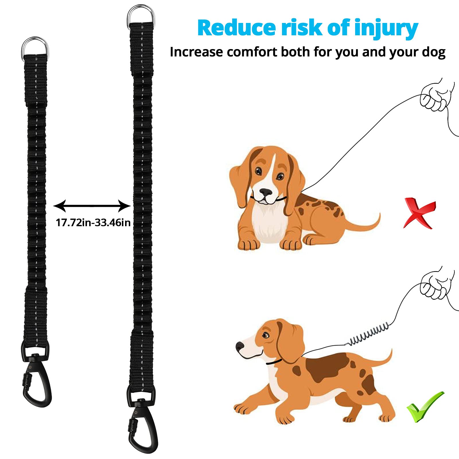 Long Dog Leash 10 FT: Heavy Duty Rope Leashes for Dogs Training with Swivel Lockable Hook Reflective Threads Bungee and Padded Handle - Dog Lead for Large Small Medium Dogs Outside Walking Hiking Blue